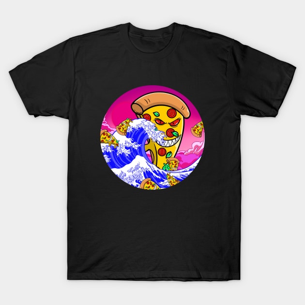 `The Great Pizza Monster Wave T-Shirt by Artthree Studio